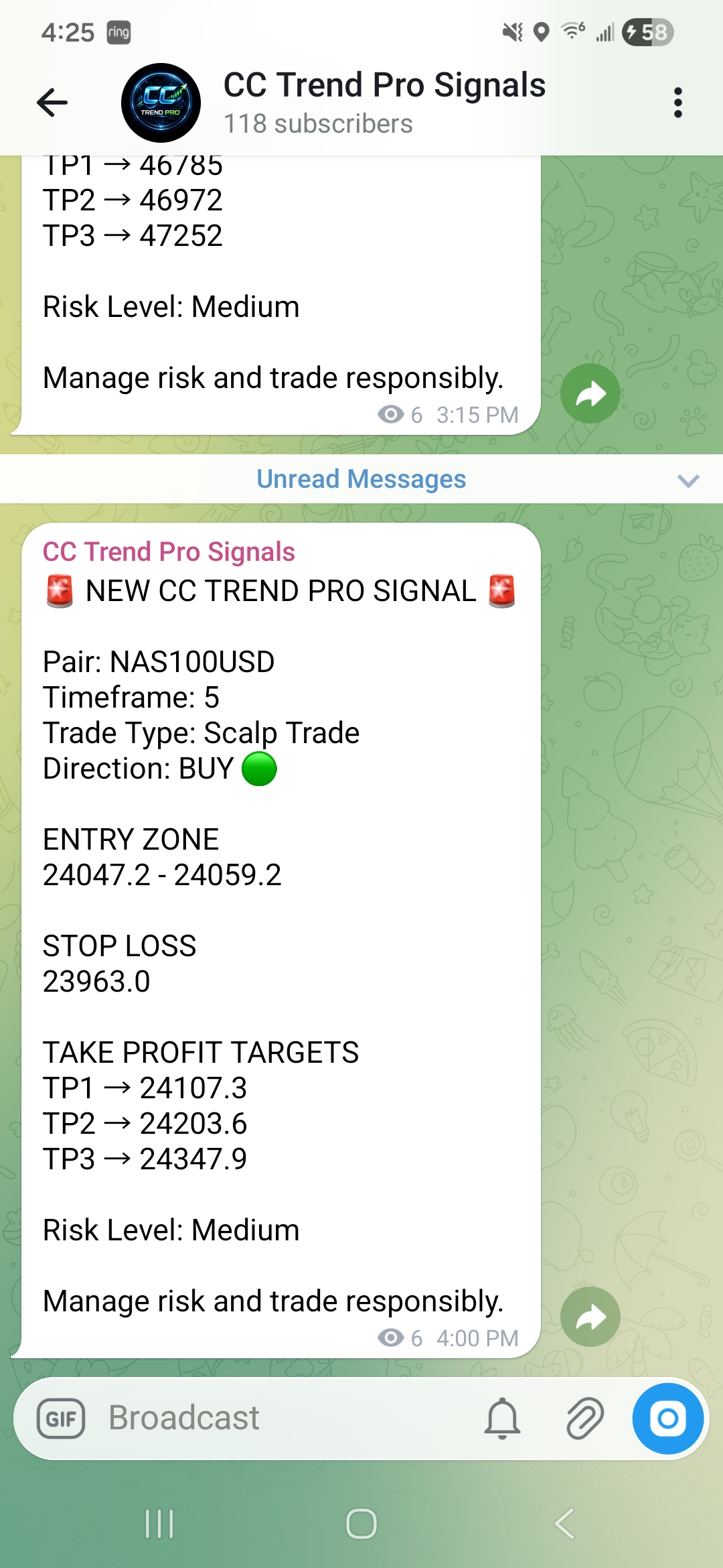CC Trend Pro Signals — NAS100USD BUY Scalp Trade signal