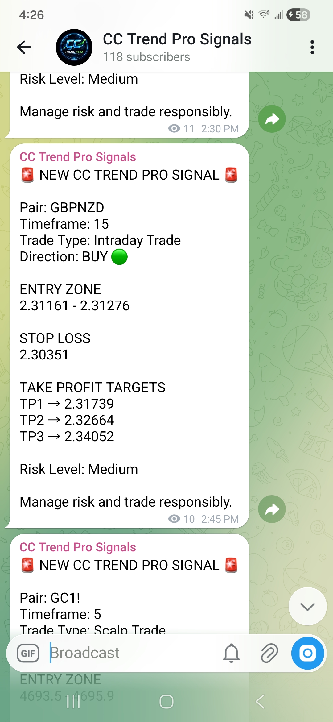 CC Trend Pro Signals Telegram — GBPNZD BUY signal